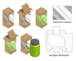 diseño de plantilla troquelada de embalaje de caja. Maqueta 3d vector