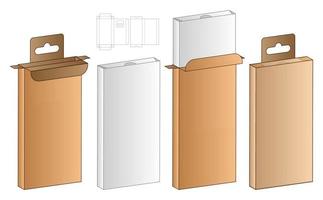 diseño de plantilla troquelada de embalaje de caja. Maqueta 3d vector