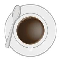 top view of coffee cup on dish with spoon vector