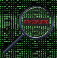 magnifying glass scanning data and found ransomware vector