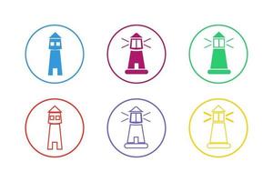Colorful Lighthouse Icon Set vector