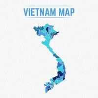 mapa detallado de vietnam con regiones vector