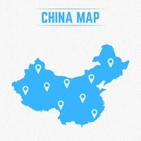 China Simple Map With Map Icons vector