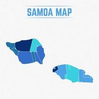 Samoa mapa detallado con regiones vector