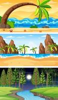 Set of different forest horizontal scenes in different times vector