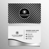 Black and Silver Business Card Template With Stripes vector