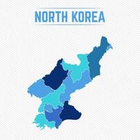 mapa detallado de corea del norte con regiones vector