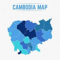 Camboya mapa detallado con regiones. vector