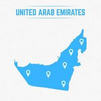 Mapa simple de Emiratos Árabes Unidos con iconos de mapa vector