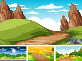 Four different scene of nature park and forest vector