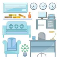 Office Interior Furniture Decoration set vector