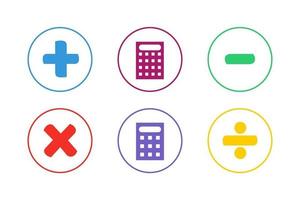 Colorful Calculation Icon Set. Math Calculation Icon Set vector
