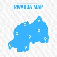 Mapa simple de Ruanda con iconos de mapa vector