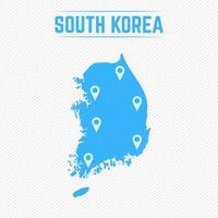 mapa simple de corea del sur con iconos de mapa