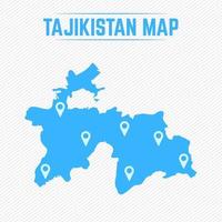 Tayikistán mapa simple con iconos de mapa vector