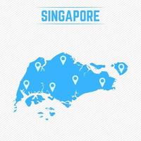 mapa simple de singapur con iconos de mapa vector