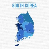 mapa detallado de corea del sur con regiones vector