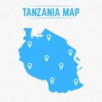 mapa simple de tanzania con iconos de mapa vector