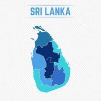 Sri Lanka mapa detallado con regiones vector