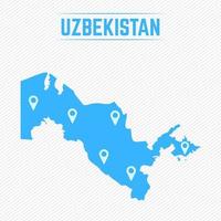 Uzbekistán mapa simple con iconos de mapa vector