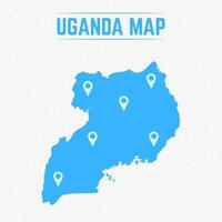 mapa simple de uganda con iconos de mapa vector