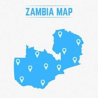 mapa simple de zambia con iconos de mapa vector