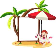 Summer beach theme with blank banner isolated on white background vector