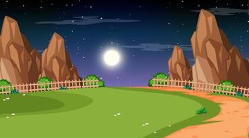 Blank nature park landscape at night scene with pathway through the meadow vector