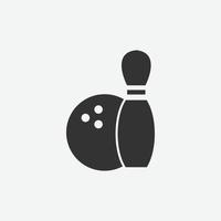 bolos de bolos con el icono de la bola. icono de actividad y juego de esquema simple. vector