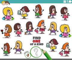 one of a kind task for children with cartoon women vector