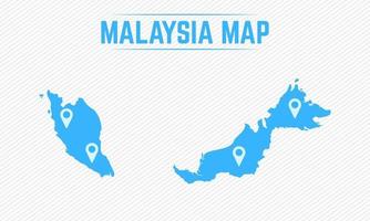 mapa simple de malasia con iconos de mapa vector