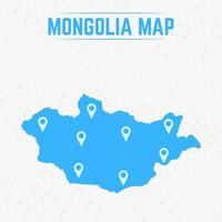 mapa simple de mongolia con iconos de mapa vector