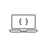 Braces character isolated icon on computer monitor vector