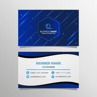 Shiny Blue Business Card Template With Abstract Shapes vector