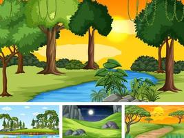 Four different scene of nature park and forest vector