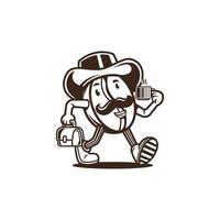 Mr. coffee mascot character vector illustration