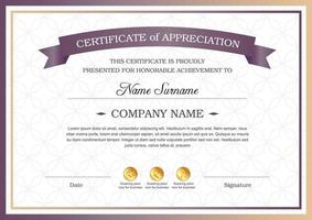 certificate of appreciation template, multipurpose certificate border with badge design vector