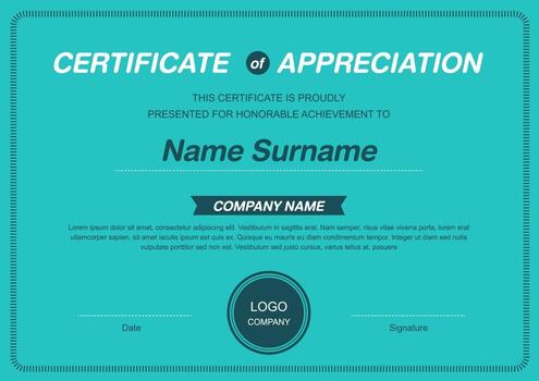 certificate of appreciation template, multipurpose certificate border with badge design vector