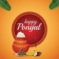 Happy pongal south indian festival celebration design vector