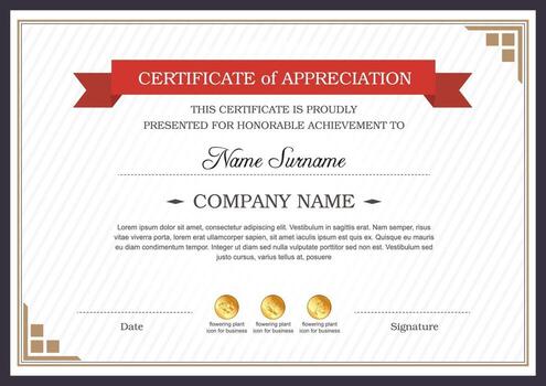 certificate of appreciation template, multipurpose certificate border with badge design vector