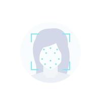 reconocimiento facial, escaneo facial, icono de vector en blanco