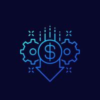 cost reduction, reduce price, linear icon vector