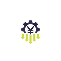 cost reduction icon with yuan, vector