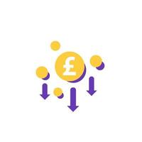 cost reduction, minimising icon with pound vector