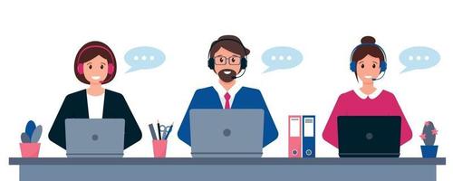 Customer service and support or call center concept vector