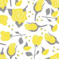 Seamless pattern of hand drawn roses. Yellow and gray color of the year modern flat illustration vector