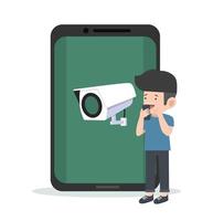 CCTV Security camera with Mobile Phone concept vector