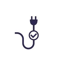 electric plug and check mark, vector icon