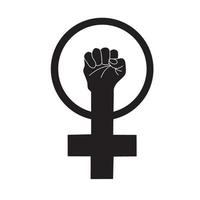 Symbol Of Feminism. fist raised up. Girl power.  Logo for the feminist movement. Vector illustration