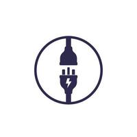 electric plug with socket, vector icon